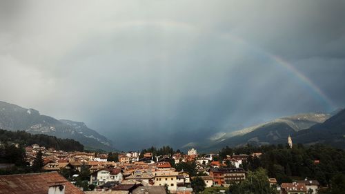 Scenic view of residential district against sky