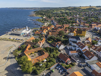 Aerial photo of allinge town, bornholm, denmark