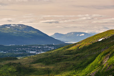 Scenic view of mountains against sky