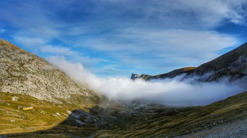 Panoramic view of mountain landscape against sky