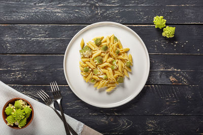 Directly above shot of food in plate on table