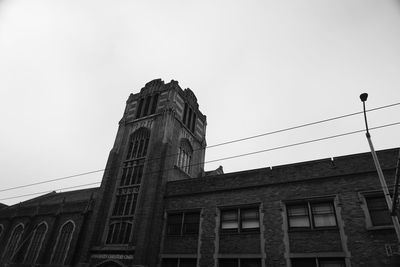 Low angle view of old building against clear sky