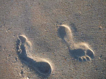 High angle view of sand on beach