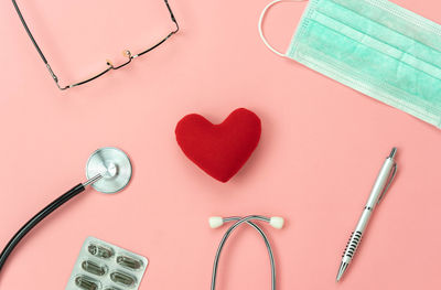 Directly above shot of heart shape on table