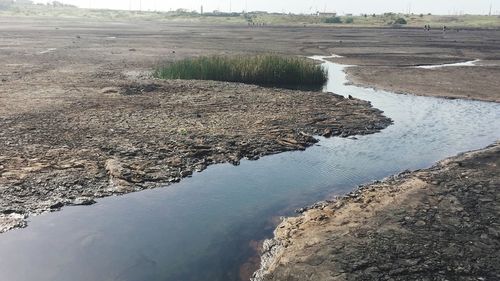 High angle view of river shore