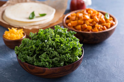 Close-up of food in bowl on table