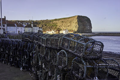 Panoramic view of sea against clear sky