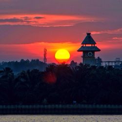 Scenic view of sunset over sea