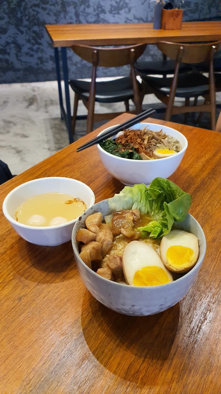 CLOSE-UP OF BREAKFAST SERVED ON TABLE