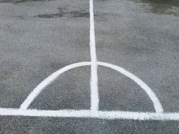 High angle view of line on basketball court