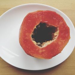 High angle view of food in plate