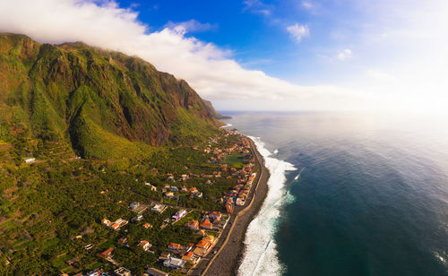 High angle view of sea against sky