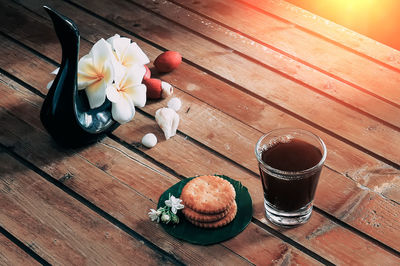 High angle view of cake on table