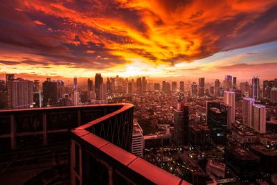 View of cityscape at sunset