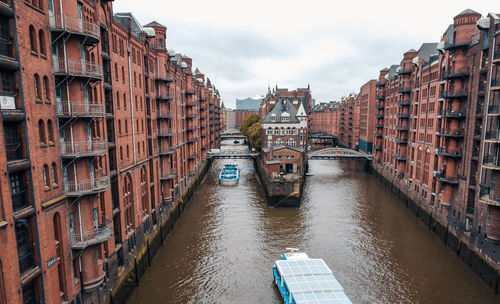 The warehouse district speicherstadt during spring in hamburg, germany.