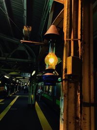 Illuminated lanterns hanging at night