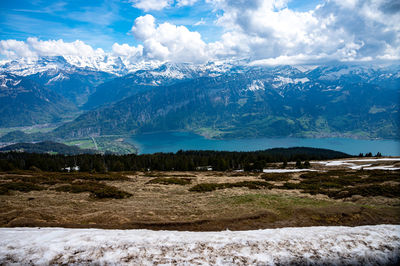Bernese oberland with lake thun and interlaken from mt niederhorn
