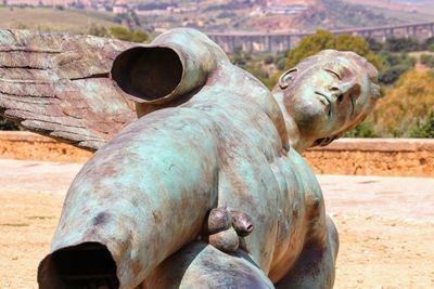 Close-up of statue on field