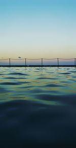Surface level of swimming pool against clear sky