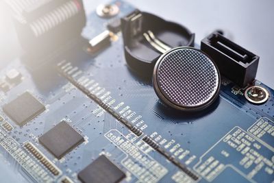 High angle view of computer keyboard