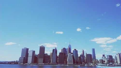 City skyline at dusk