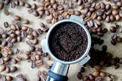 High angle view of coffee cup