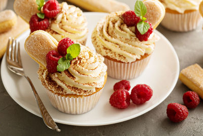 Close-up of dessert in plate on table