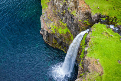 High angle view of waterfall