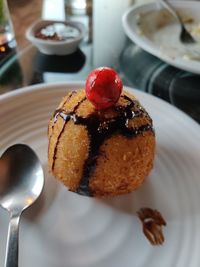 Close-up of cake in plate