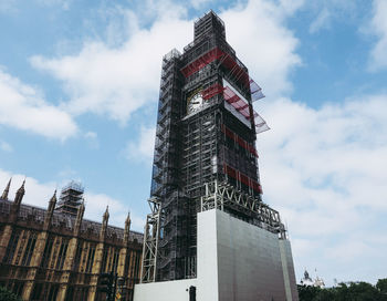 Low angle view of modern building against sky