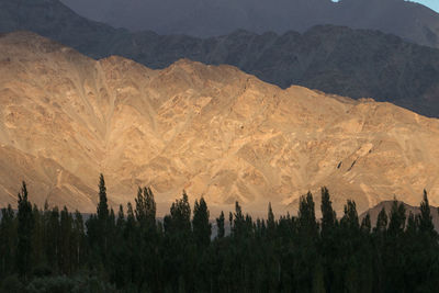 Panoramic view of landscape and mountains against sky