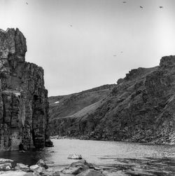 Devil's gorge on the river ephraim, taimyr, krasnoyarsk territory. black and white photo.