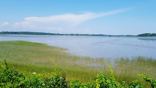 Scenic view of lake against sky