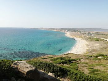 Scenic view of sea against clear sky