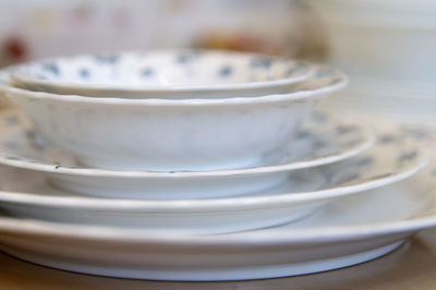 High angle view of tea in bowl on table