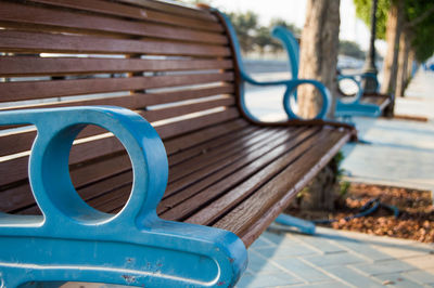 Close-up of empty bench