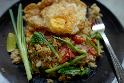 Close-up of meal served in plate