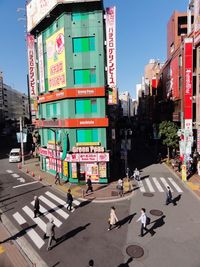 View of city street against clear sky