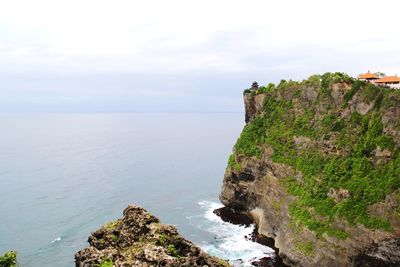 Scenic view of sea against cloudy sky