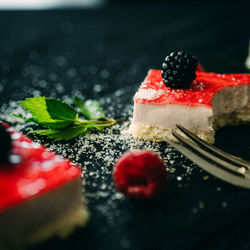 Close-up of strawberry cake