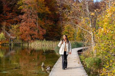 Girl on wooden