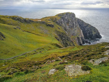 Scenic view of sea shore against sky