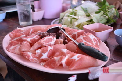 Close-up of ice cream in plate on table