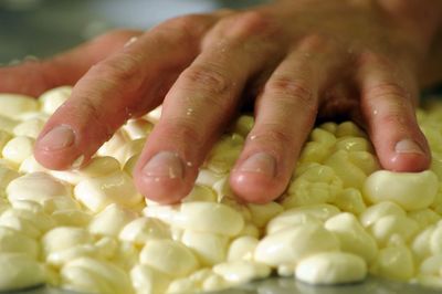 Close-up of person preparing food