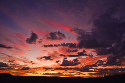 Low angle view of dramatic sky during sunset