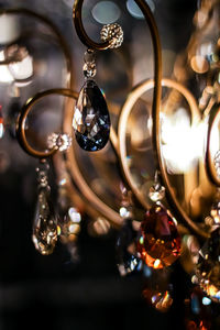 Close-up of chandelier hanging on ceiling