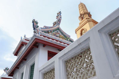 Low angle view of temple building against sky