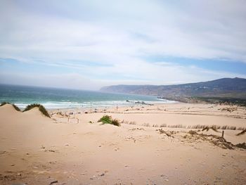 Scenic view of beach against sky