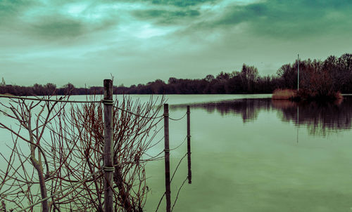 Scenic view of lake against sky