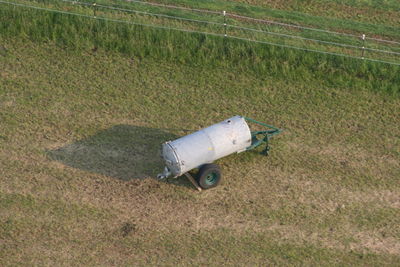 High angle view of vintage car on field